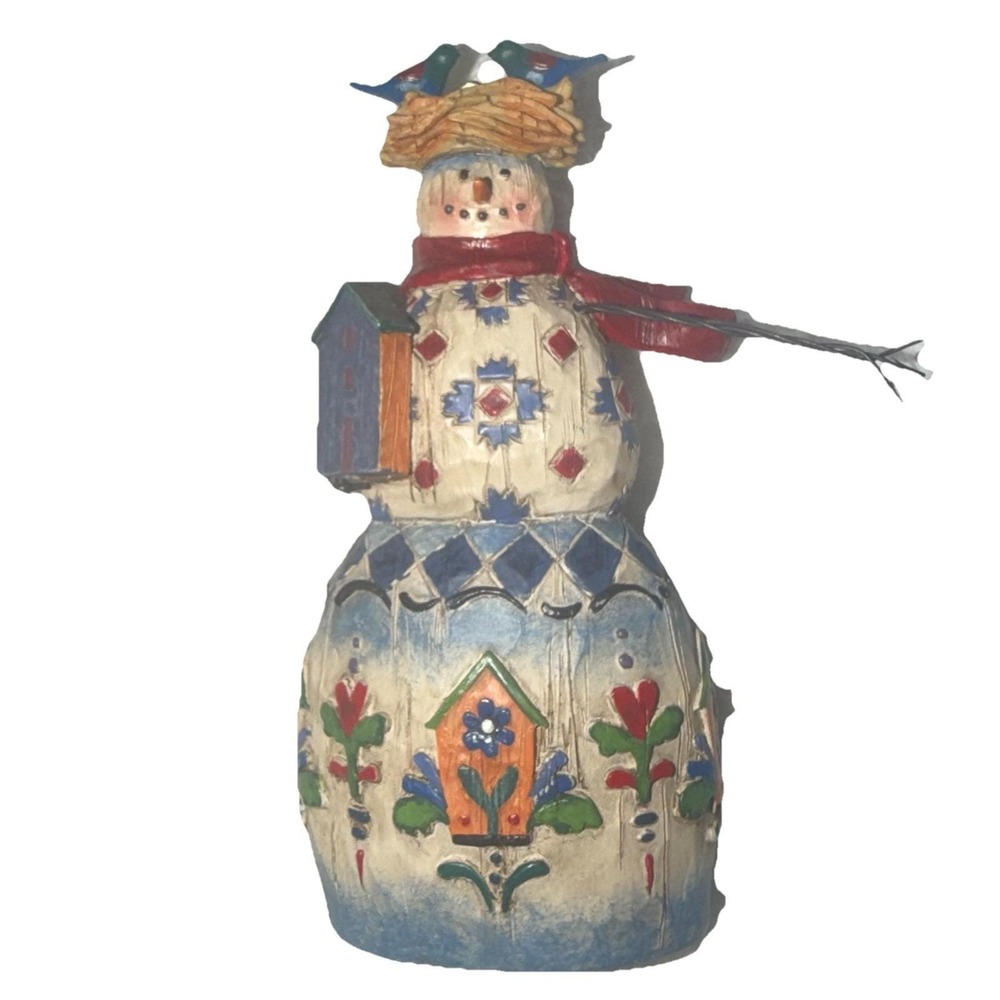 Jim Shore Heartwood Creek‎ "Winter's Haven" 5.5" Snowman Birdhouse Figurine 2003